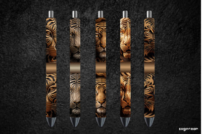 Tooled Leather Tiger Pen Wraps | Sublimation Bundle