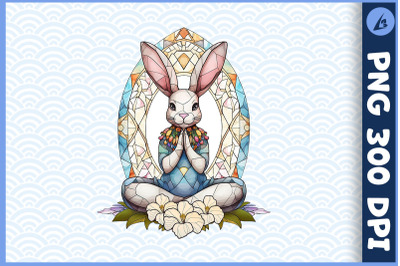 Floral Rabbit Yoga Pose Stained Glass