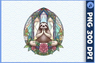 Floral Sloth Yoga Pose Stained Glass