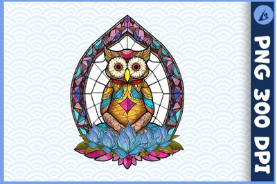 Floral Owl Yoga Pose Stained Glass