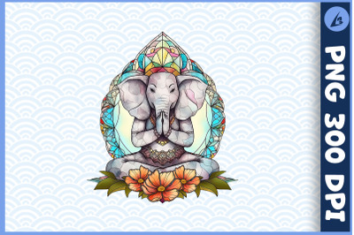 Floral Elephant Yoga Pose Stained Glass