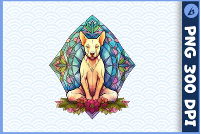 Floral Dog Yoga Pose Stained Glass