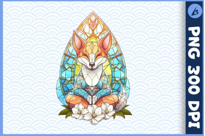 Floral Fox Yoga Pose Stained Glass