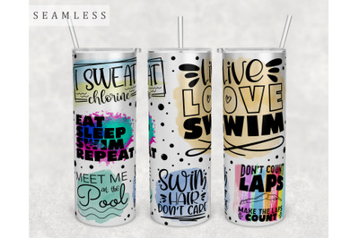 Swimming Quotes Tumbler Wrap, 20 Oz Skinny Tumbler Sublimation Design