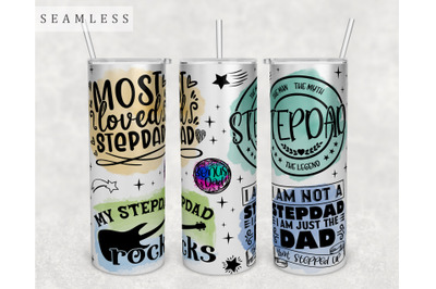 Stepdad Quotes Tumbler Wrap, 20 Oz Skinny Tumbler Sublimation Design