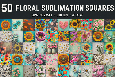 50 Floral Sublimation And Printable Squares