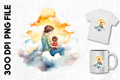 A Mom And A Child On Clouds