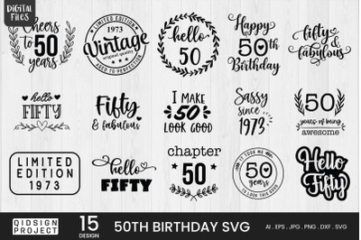 50Th Birthday Svg Bundle | 15 Variations