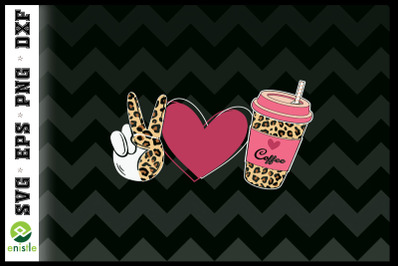 Peace Love Coffee Leopard