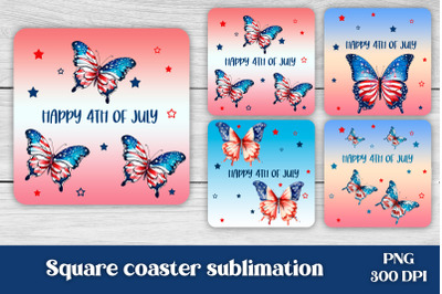 Patriotic square coaster sublimation | 4th of july coaster