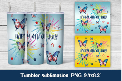Patriotic butterfly tumbler | 4th of july tumbler wrap