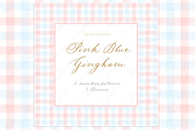 Gingham Pastel Blue Pink Pattern Frames DIY