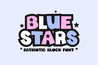 BLUE STARS Block Patriotic Star Font
