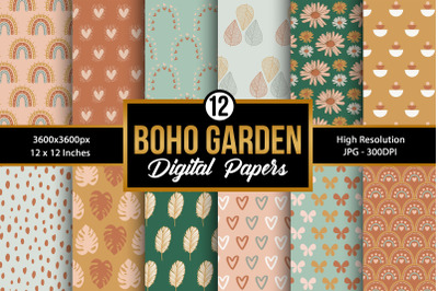 Boho Garden Seamless Pattern Digital Papers