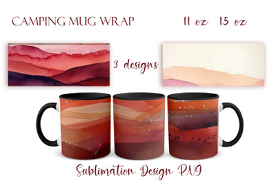 Sublimation packaging design Mountain mug PNG