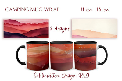 Sublimation packaging design Mountain mug PNG