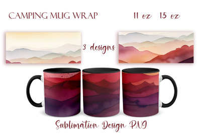 Sublimation packaging design Mountain mug PNG
