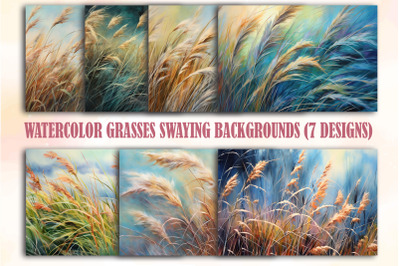 Watercolor Grasses Swaying Backgrounds