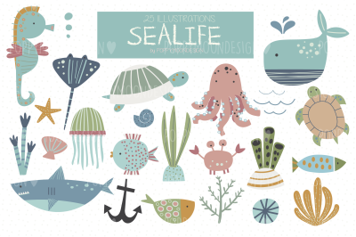 Sealife clipart set