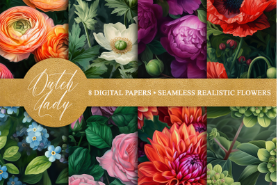 Seamless Realistic Flower Patterns