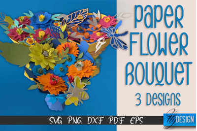 Paper Flower Bouquet SVG Design | Flower Bouquet SVG Design | Mothers