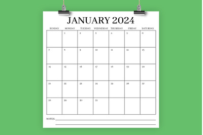 2024 Square 12x12 Calendar