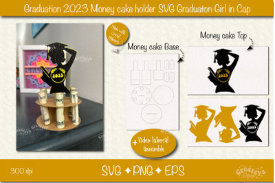 Graduation money cake SVG Graduation Girl 2023 Money holder SVG Cardst