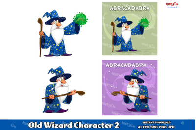 Old Wizard Mascot Cartoon Character 2