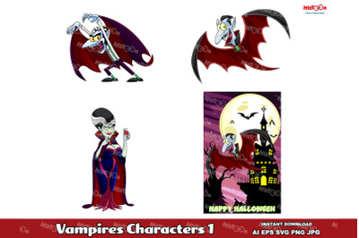 Vampires Mascot Cartoon Characters 1