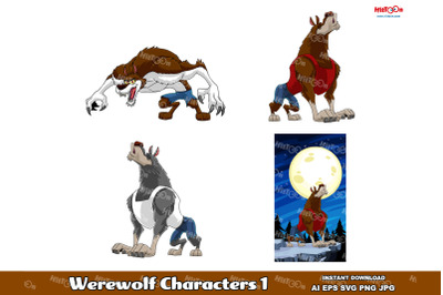 Werewolf Mascot Cartoon Characters 1