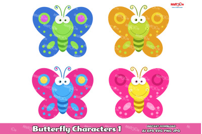 Butterfly Cartoon Mascot Characters 1