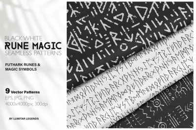 Rune Magic: Black Seamless Patterns