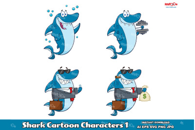 Shark Cartoon Mascot Characters 1