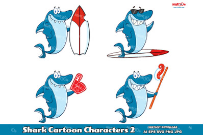 Shark Cartoon Mascot Characters 2