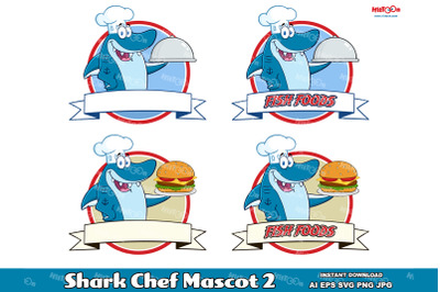 Shark Chef Cartoon Mascot Character 2