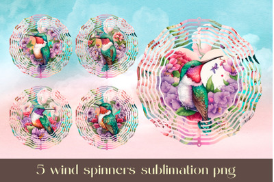 Hummingbird wind spinner sublimation Floral animal design