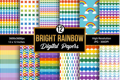 Bright Rainbow Colors Seamless Pattern Digital Papers