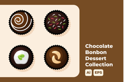 Set of Chocolate Bonbon Dessert Graphic