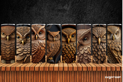 Tooled Leather Owl Tumbler | Skinny 20 oz | Sublimation