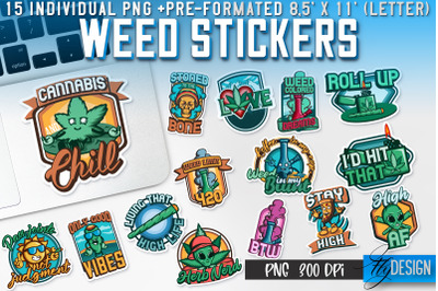 Weed Stickers Sublimation | Marijuana PNG | Happy Design
