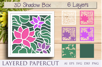 Flower 3d shadow box svg, Layered papercut
