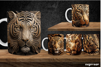 Tooled Leather Tiger Mug | 11 oz | Sublimation