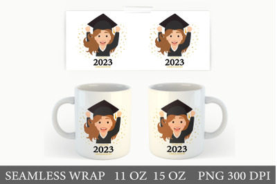 Girl Graduation Mug Wrap Design. Girl Graduation Coffee Cup