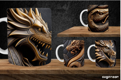 Tooled Leather Dragon Mug | 11 oz | Sublimation