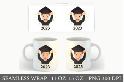 Boy Graduation Mug Wrap Design. Graduation Boy Coffee Cup