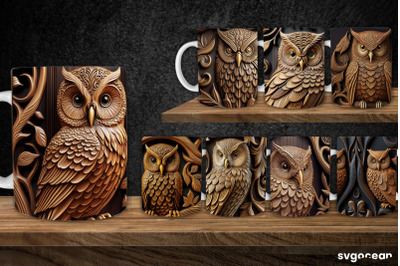 Tooled Leather Owl Mug | 11 oz | Sublimation