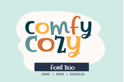 Comfy Cozy Font Trio - Sans, Serif &amp; Doodles