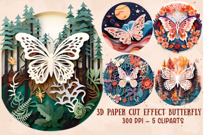3D Paper Cut Effect Butterfly Sublimation