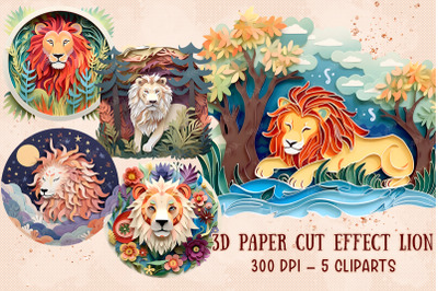 3D Paper Cut Effect Lion Sublimation