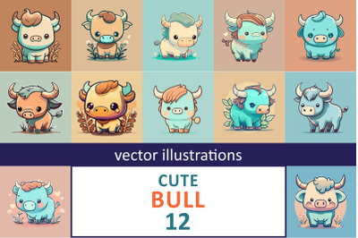 Cute vector bull. Color graphics for the design